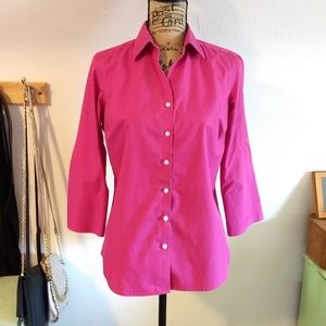 Land's End Size 8 Pretty Pink Button Down Shirt